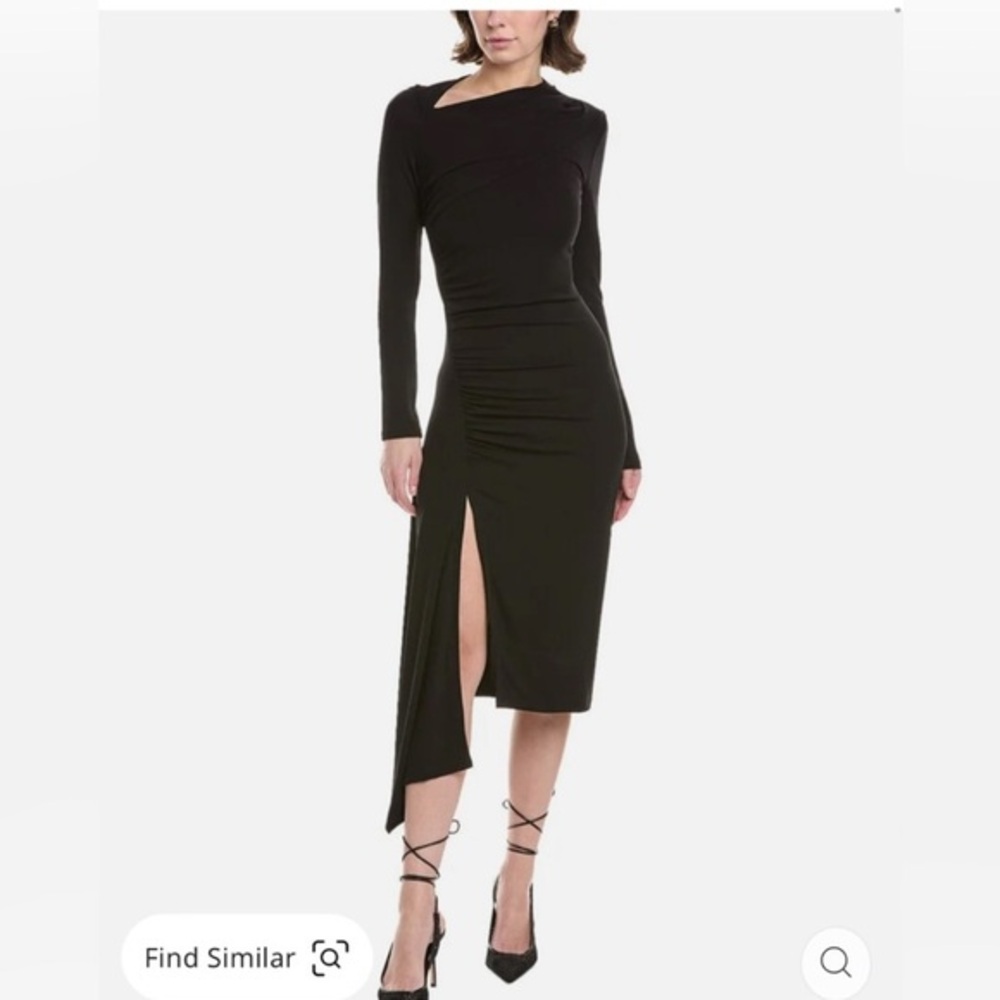NWT Enza Costa Striking Slash Midi Dress Black Size XS